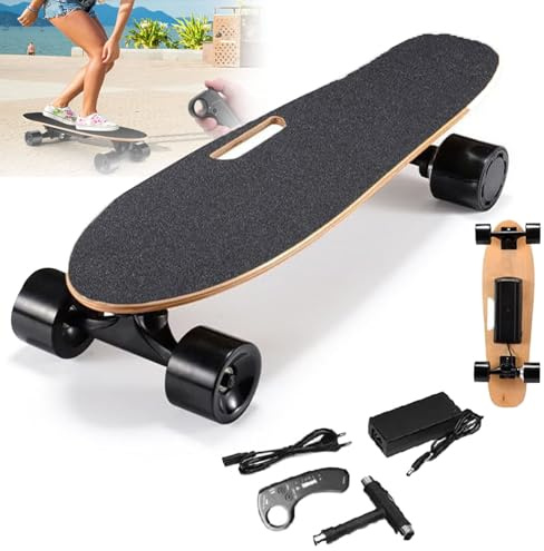 Cashwise Skateboard Elettrico con Telecomando, Longboard Elettrico, Motore nel da 350 W, velocità Massima 13,67 mph, autonomia 5 miglia, Regolazione a 3 velocità, carico Massimo 176 libbre