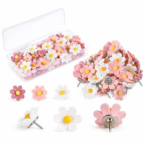 30 Stück Blumen Reißzwecken,Blumige Pinnnadeln Set, Kreative Dekorative Pinnwand Nadeln,Reißzwecken Heftzwecken mit Aufbewahrungsbox für Fotos Korkplatte Pinnwand