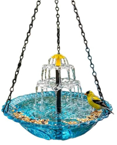 Hanging Solar Bird Bath Fountain - Cascading Water Feature for Garden, Solar Powered Bird Bath Fountain Outdoor, Hanging Bird Bath with Solar Fountain for Patio Yard Decor