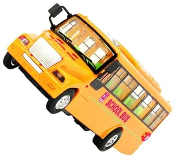hindraem Autobús Escolar de Juguete, Juego de simulación Gateo, Coche para niños, Coche inercia con luz, música, Deslizante, Mezcla Juego y Aprendizaje, camión
