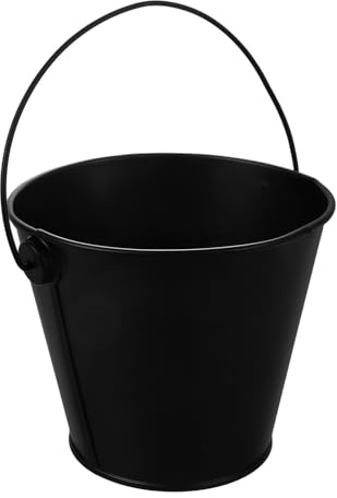 Outanaya Cubo para Parrilla de Hojalata Negro Fácil de Limpiar y Almacenar, Accesorio para Barbacoa Adecuado para Recoger Grasa y Aceite Fritura o Asado