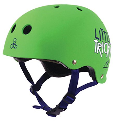 Triple Eight 3903 Little Tricky Dual Certified Sweatsaver Kids Skateboard and Bike Helmet, Green Glossy, YOUTH