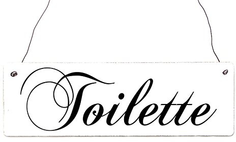Interluxe Shabby Vintage Schild Türschild Toilette Hinweis Schild WC Wegweiser