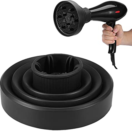 Foldable Folding Hairdryer Hair Blower Diffuser Cover Styling Hairdressing Tool for Curly and Natural Wavy Hair, Professional Blow Dryer Diffuser (Black)