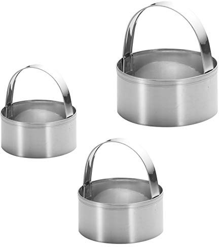 Maykito 3 Pieces Round Biscuit Cutter with Handle - Stainless Steel Round Circle Doughnut Cutter Baking Molds Assorted Size