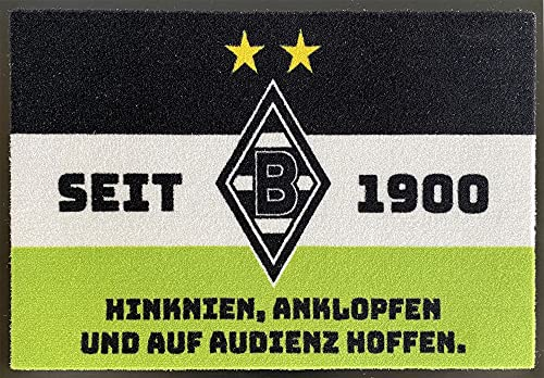 Borussia Mönchengladbach Fußmatte Die Fohlen-Elf 60 cm x 40 cm Schmutzfangmatte mit rutschfester PVC Unterlage Fußabtreter Fußball Fan vom Niederrhein VfL 1900 Fußabstreifer für Außen und Innen