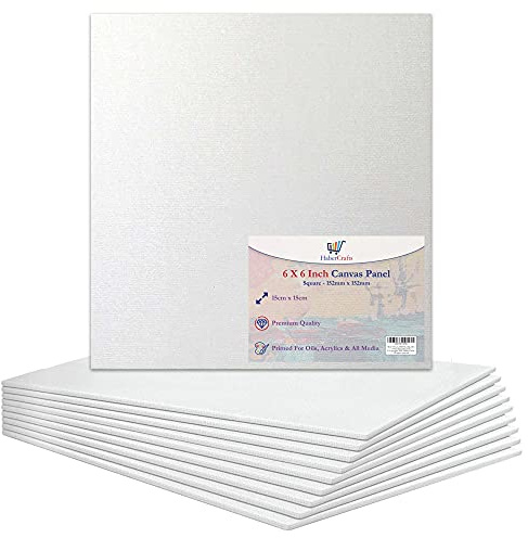 6 x 6 tum / 15 x 15 cm kanvas panel sträckt tom duk bräda grundade konstnärstavlor 100% bomull för oljemålning akrylmålning blandade medier vita dukar målningspanel (6 x 6 tum – 10 brädor)