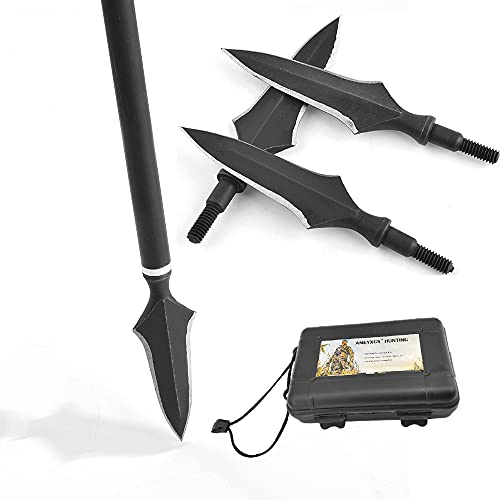 ZSHJGJR 6/12pcs Pfeilspitzen Jagdspitzen für Bogen 200 Grains Bogenschießen Klinge Jagd Broadheads zum Schießen Trainieren für Pfeil und Bogen, mit Pfeilspitzen Box (12pcs Pfeilspitzen + Box)