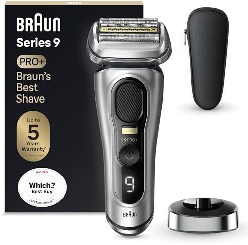 Braun Series 9 Pro Electric Shaver With 3+1 Head, ProLift Trimmer, Charging Stand & Travel Case, Sonic Technology, UK 2 Pin Plug, 9417s