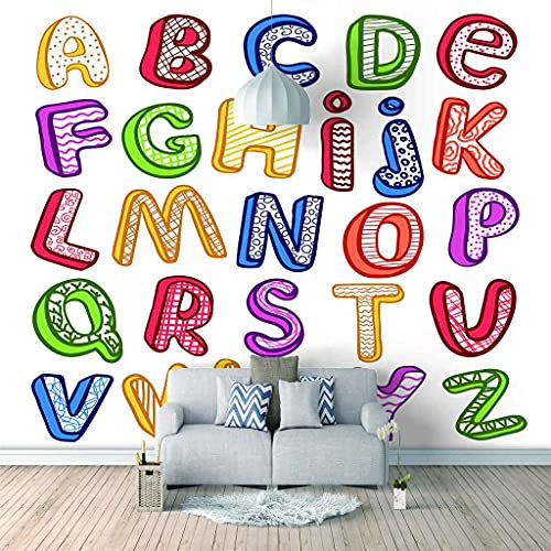 FVGKYS Wandbilder Schlafzimmer Erwachsene Kinder Tapete Plakate 3D Kreativität Bei Farbbuchstaben Selbstklebend Wandgemälde Wandtattoo Kunst Dekoration Für Wohnzimmer Küche Wanddekoration 200x150cm