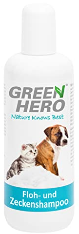 Green Hero Flohshampoo und Zeckenshampoo für Hund & Katze 250 ml | Schützt vor Flöhen, Zecken, Milben, Läusen | Hundeshampoo & Katzenshampoo ohne Silikone, Parabene & Mikroplastik