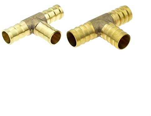 KIRANDY 2PC T-Stück Y 3 4-Wege-Messing-Schlauchtülle Rohrverschraubung, Endstück pneumatische Luft-Wasser-Schlauchkupplung (Farbe : 3 Way T Shape, Größe : 6mm Barb)