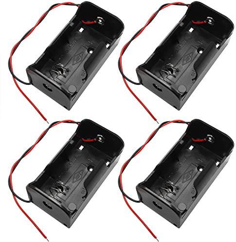 LUORNG D Cell Batteriehalter, 4 Stück, 1,5 V, D-Zellen-Batteriegehäuse, Behälter mit Kabeln, D-Größe Batteriebox