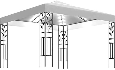 Tidyard Gazebo con Stringa di Luci LED, Tendone per Feste Impermeabile Protezione UV Tenda per Feste, Gazebo da Giardino Esterno 3x3 m Bianco, Disponibile in Tanti Colori e Dimensioni Diversi