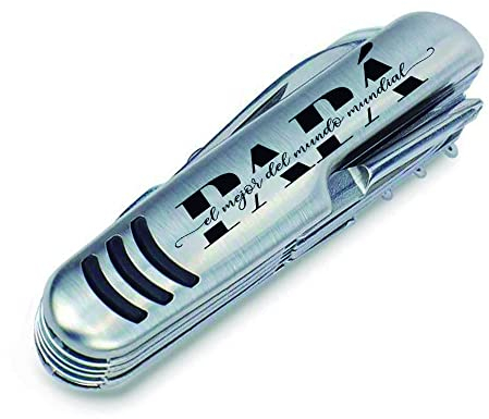 Navaja Multiusos 7 en 1, Navaja Suiza con Cuchillo Supervivencia, acero inoxidable, llavero herramientas para el mejor papa, regalo día del padre
