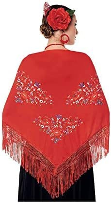 JORXG Châle de Manille broderie fleur couleurs unies pour femme fille, Châle de Flamenco pour la Robe de Foire, Sévillana ou Flamenca Couleur Noir Rouge Blanc Rose Bleu