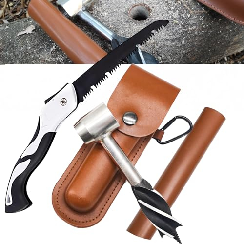 Handbohrer Bushcraft, Holzbohrer Outdoor Hand Schraubenschlüssel Scotch Eye Auger Manueller Bushcraft Handbohrer, Handbohrer Outdoor Bushcraft Set für Camping, Bushcraft Survival