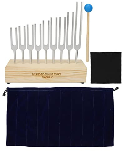 Solfeggio Stimmgabel Set, Stimmgabel Klangtherapie, Tragbar, Verbessert die Wahrnehmung, Musiktöne, Stimmgabel Werkzeug für DNA Heilung, Meditation, Yoga