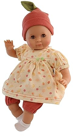 Schildkröt Puppe Schlummerle (32 Zentimeter, Malhaar und braunen Schlafaugen, Kleidung Erdbeermotiv, ab 36 Monaten, Spielzeugpuppe) 2432229.