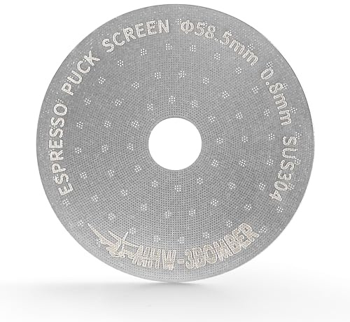 MHW-3BOMBER Pantalla de disco espresso de 58,5 mm con agujero redondo, filtro de café de metal de 0,8 mm de grosor, para La Marzocco/Gaggia FG5586