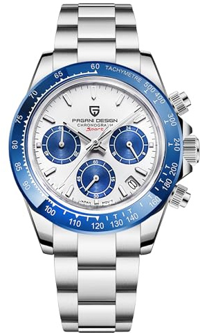 Pagani Design Keramik Herrenlünette Edelstahlarmband Chronograph Wasserdicht 100 m Saphirglas Automatische Herrenuhr