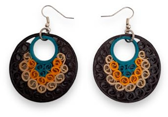 Boucles d’oreilles handmade en papier quilling ton marron et orange