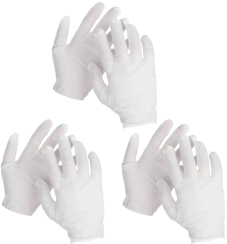 DSLSQD Guanti in cotone, 3 paia di guanti in cotone bianco per mani secche, idratanti, eczemi, guanti in cotone lavabili per uomini e donne, guardia, parata, gioielli, foto, monete, ispezione mani e