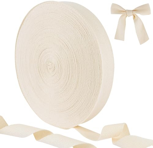 Nahtband Baumwolle 50m Lang Köperband Fischgrätmuster Schrägband 25mm Breit Baumwollband Natur Einfassband Für Heimwerker Handwerk Nähen Stricken Geschenkverpackungen Kleidungsstück