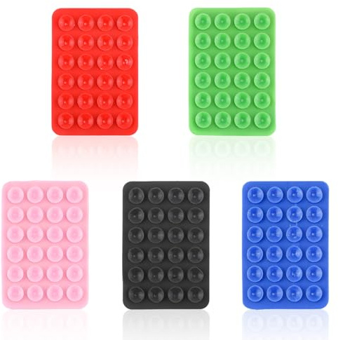 PEUTIER 5pcs Silicone Suction Cup Phone Holders, Rectangular Phone Sticky Grip Mount for Car Suction Phone Case Adhesive Silicone Phone Holder for Phones Mobile Power