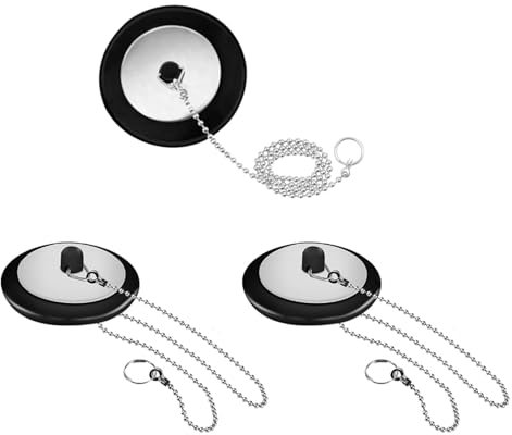 LIANRISES 3 Piezas Tapon Bañera 4.3cm Tapon Bañera Universal Tapones para Bañera Tapón De Fregadero De Baño Tapón De Bañera Universal Reemplazo Cocina Cadenas De Acero Inoxidable