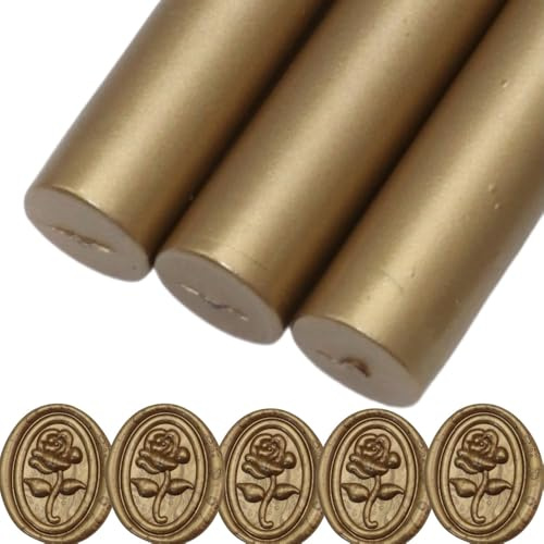 Wachs Seal Sticks, Atobpp 10pcs Wachs Seal Sticks Klebepistole Dichtung WachsSticks für WachsSeal Stempel, Buchstaben Wachs SealSticks für 0.43'' Klebepistole WachsSealSticks (Bronz gold)