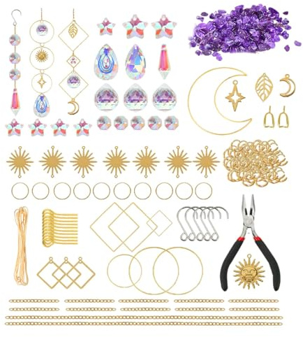 Kit acchiappasole fai da te, 300 pezzi, kit per la creazione di acchiappasole lucidi, a forma di luna, ornamenti decorativi creativi per finestre, per catturare il sole per attività