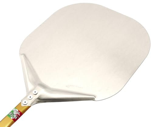 GIEMME Rectangular Aluminum Pizza Peel, Professional Grade, Lightweight Design with Flat Surface (14.2 in Head Pizza Peel, 23.6 in Handle)