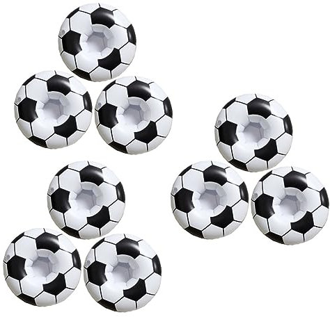 ibasenice 9stücke Aufblasbare Fußball Getränkehalter Trinkbecher Ständer Für Strand Und Poolpartys Robuste Deko Für Sportevents Und Fußballfeste Schwarz-weiß