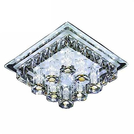 LED Kristall Deckenleuchte Quadratische K9 Kristall-Deckenleuchte Moderne LED dimmbare Decke Kronleuchter Flush Mount Deckenleuchte for Flur Wohnzimmer Badezimmer Schlafzimmer Hotel Restaurant(24cm)