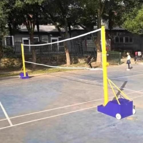 ZHPPED Volleyballnetz für den Außenbereich für Kinder und Erwachsene, einstellbare Höhe 1,5–2,1 m, Robustes Badminton-Kombi-Set für den Garten mit Nylonnetzen, Metallstangen und rollender Basis