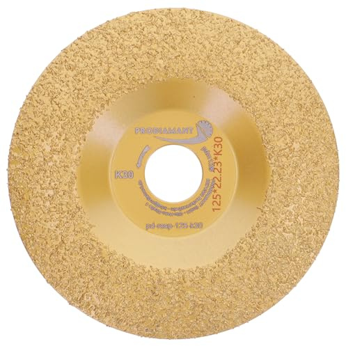 PRODIAMANT Disco escofina 125 mm con K30 - de carburo de tungsteno para amoladora angular, grano fino, ideal para lijar y dar forma a madera, para amoladora angular