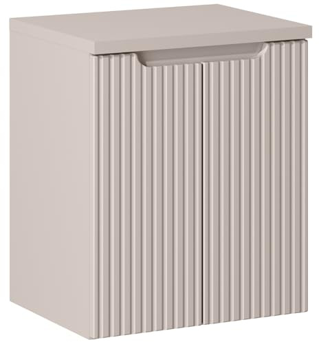 Lomadox Armoire de salle de bain, sous vasque, 50 cm, en cachemire, façade rainurée