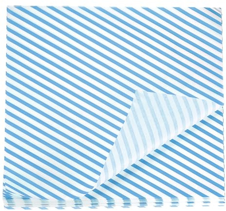 QUARKZMAN 200Pcs Papier Sulfurisé Feuilles de Papier Ciré à Rayures Carrées 30cm x 30cm Papier Emballage Alimentaire Absorbant l'Huile pour Aliments Secs, pour Sandwichs, Pain, Bleu