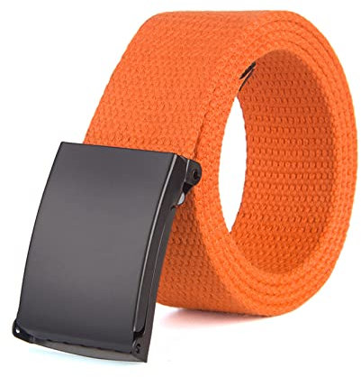 YDEWLY Herren-Stoffgürtel, elastischer Gürtel, Herrengürtel, männlich, lässig, Metallschnalle, einfarbig, Gurtband, Segeltuchgürtel, taktischer Taillengürtel, 100–150 cm(Orange,105)