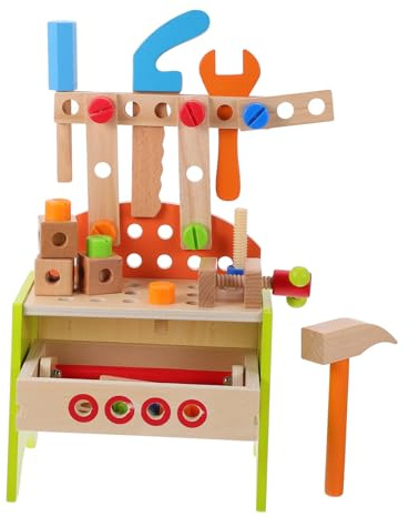 VICASKY Boys and Girls Toolkit Tool Bench Boys and Girls Wooden Tool Table Toys Nut Assembly Plaything Educational Toy for Hand-eye Coordination