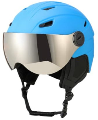 JISADER Men's and Women's Ski Helmet with Integrated Visor for Snowboarding, Blue, L