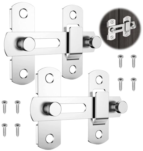 2 Stück Türriegel Edelstahl,Riegelschloss mit 4 Schrauben,Riegel Tür Edelstahl,Türriegel Edelstahl Riegelschloss Klein Schiebetür,Schloss Türschloss Flip Latch mit Fester Schraube,Türriegel Außen.