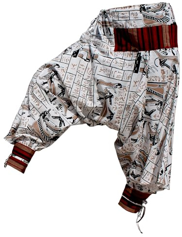 Jiposhi Japanische Edo Habuki Courtesan Pants Pantalons, Aum Cotton - Egyptian - White/Brown, XX-Large