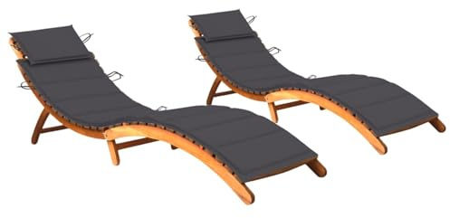 IKAYAA Doppelliege Outdoor 2 Personen Holz Sonnenliege 2 Personen Sonnenliege Holz mit Kissen Wetterfest Holzliege Gartenliege Holzliege Anthrazit