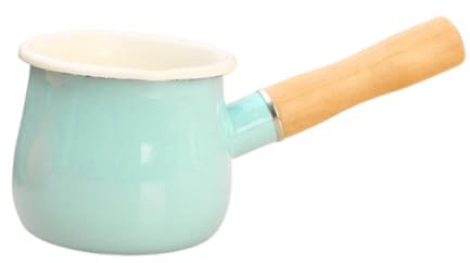 perfk Enamel Milk Pot Coffee Milk Warmer Soup Pot Butter Warmer for Outdoor Home Top