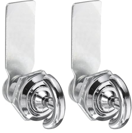 sourcing map Thumb Operated Offset Cam Lock, 5/7 Inch Cylinder Length Aluminum Alloy Cabinet Lock for Electric Box Mailbox (White, Pack of 2)