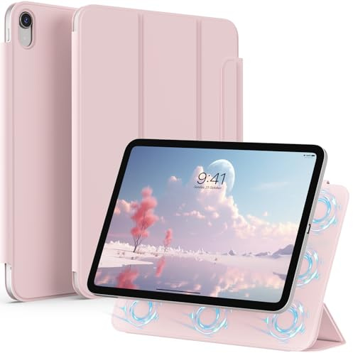 BQDIYOO Magnetisch Hülle für iPad A16 11./10. Gen, Rosa | Für 2025/2022 Modell, Magnetbefestigung Schlank Schutzhülle, Auto Schlafen/Wachen