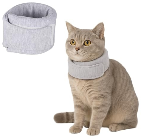 JYNXOR Bequemes Halsband zur Genesung von Haustieren, Halskrause Hund Halskrause Katze,Wundschutz, Antileck-chirurgisches Genesungshalsband für Katzen und Hunde nach Operationen,S,Hellgrau