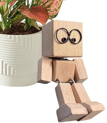 Shaking Wooden Man Figure, Charming Small Wooden Figure, Wobble Figure Car, Handmade Action Figure as Car Ornament, Funny Bobblehead Car Decoration, for SUV Saloon Bedroom